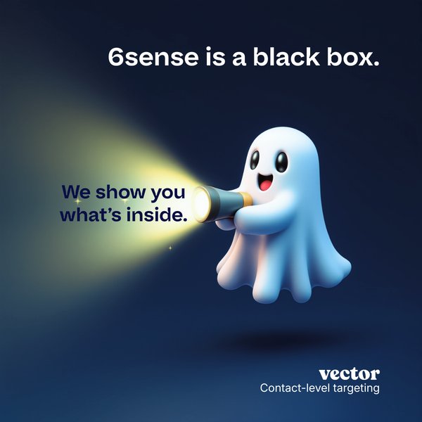 Vector ad: "6sense is a black box. We show you what's inside."